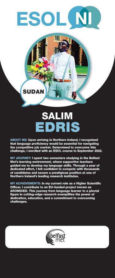 esol_ni's tweet photo. Read below about the inspiring stories from our @bfastmet #ESOL students Yousif and Salim!
Incredible achievements by both ๐๐ผ๐๐ผ
#Sudan #englishlanguagelearning
#progressionpathways https://t.co/2Y5fmKBnuX
