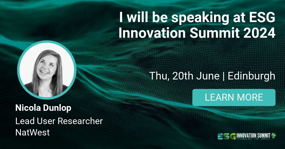 digitfyi's tweet image. NatWest’s Lead User Researcher, Nicola Dunlop has joined the lineup at the ESG Innovation Summit 2024. Join on 20th June in Edinburgh.

Learn more: buff.ly/4e0Y5Wg

#ESGInnovationSummit #NatWest #Scotland