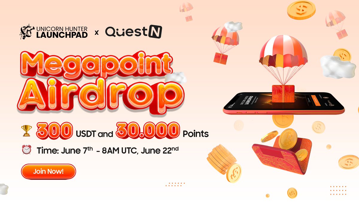 Uhvlaunchpad's tweet photo. 🔥 Megapoint Airdrop: Unicorn Hunter Launchpad x QuestN

🎁 Total Reward: $300 + 30000 Points for 30 lucky winners 

Unicorn Hunter Launchpad is an emerging IDO launch platform, emerging a no-staking mechanism, which has been a big barrier for individual participants.

Our unique feature is the rank-based allocation. The more points you have, the more IDO allocation you get.

📍How to win:

✔️ Have a KYC account on Unicorn Hunter Launchpad (Register with a wallet to participate in the QuestN campaign)

✔️Complete all steps in the campaign to receive the full reward combo (Fiat + Points).

📆 Duration: until 3:00 PM UTC +7 on June 22, 2024

 ➡️ Join now to grab your rewards: https://t.co/kgkYG3wrty