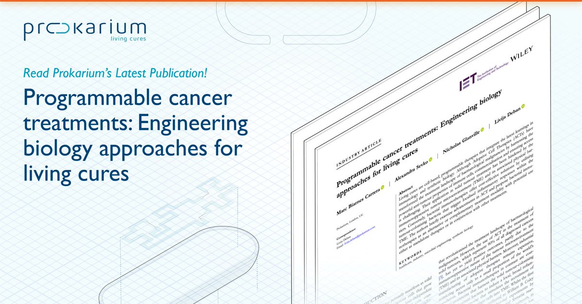 Prokarium is proud to share our latest article, "Programmable Cancer Treatments: Engineering Biology Approaches for Living Cures", highlighting the vast potential of hashtag#syntheticbiology in revolutionizing hashtag#cancertherapy.
 
Full article here : lnkd.in/eFZerP7F
