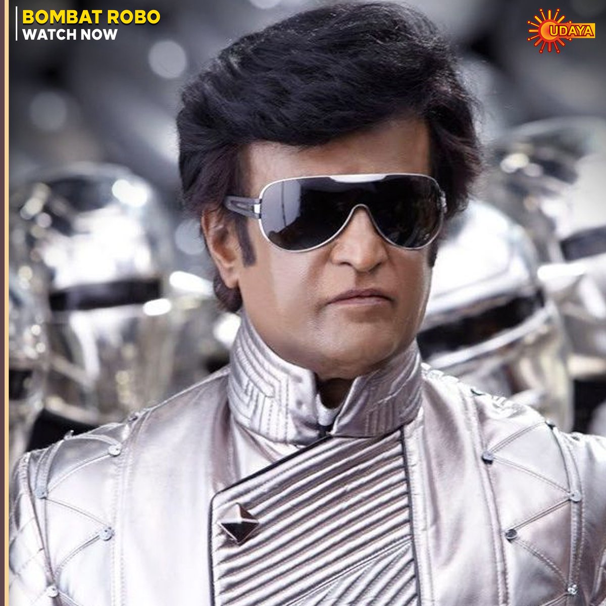 UdayaTV's tweet photo. ಸೂಪರ್ ಸ್ಟಾರ್ ರಜನಿಕಾಂತ್ ನಟಿಸಿರುವ 'ಬೊಂಬಾಟ್ ರೋಬೊ' ಈಗ ನಿಮ್ಮ ಉದಯ ಟಿ.ವಿಯಲ್ಲಿ.
#BombatRobo | Today | 12 PM
#UdayaTV #MoviesOnUdayaTV #BombatRobo #RajaniKanth https://t.co/GbY6UUvMJu