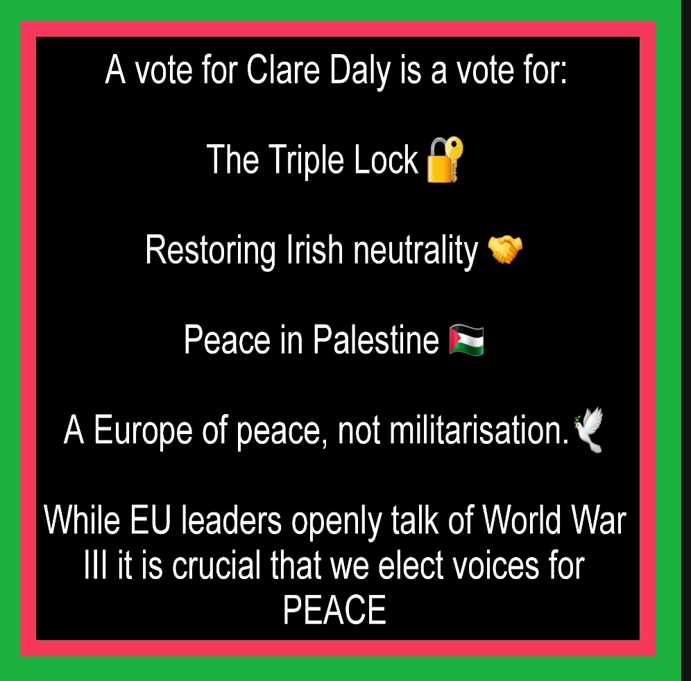 SocialRightsIRL's tweet photo. The voice of sanity is growing hoarse in a war obsessed world where vested interests supercede human values and rights.
We need homes, not bombs!
Food, not bullets!
Stability, not rockets!
Vote Clare Daly No.1.
The voice of courage!
#StillDifferent #StillDaly #Daly4Dublin https://t.co/1gYlawowGY