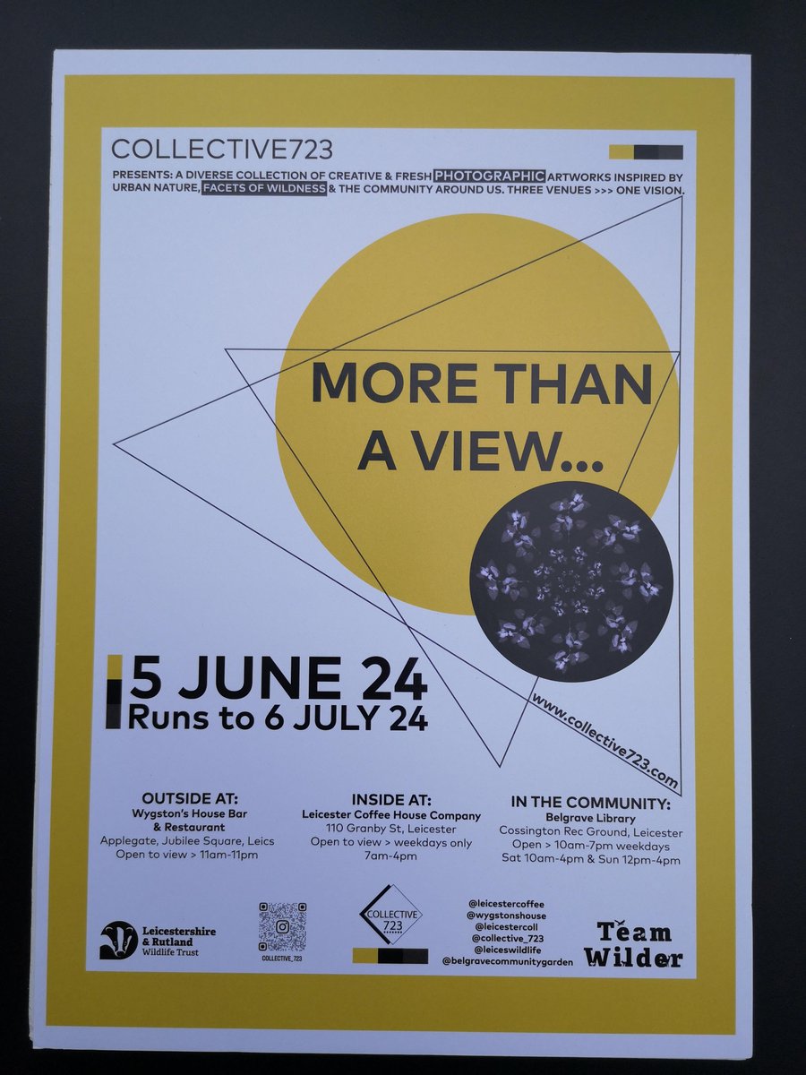 We are very excited to welcome a new exhibition 'More than a View' courtesy of Collective723. A three venue diverse collection of creative &amp; fresh photographic artworks inspired by urban nature, facets of wildness and the community around us. Take a look until 6th July.