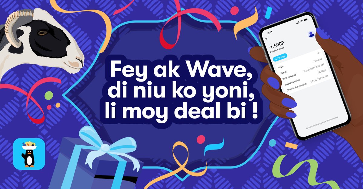 WaveSenegal's tweet photo. Mbok yi nieuw negn ak ben challenge bo leen meussoul guiss.
Di ngeen ci meun gagné ay getzner,ay bons d'achat Auchan ak ay khar 🐏
Noumouy demmé? Deff leen paiement marchand ak Wave, ngueen screen ko, dougal ko en commentaire ak hashtags #Waveko #TabaskiAkWave

#Waveko #Tabaski https://t.co/DAUkSZD6z9