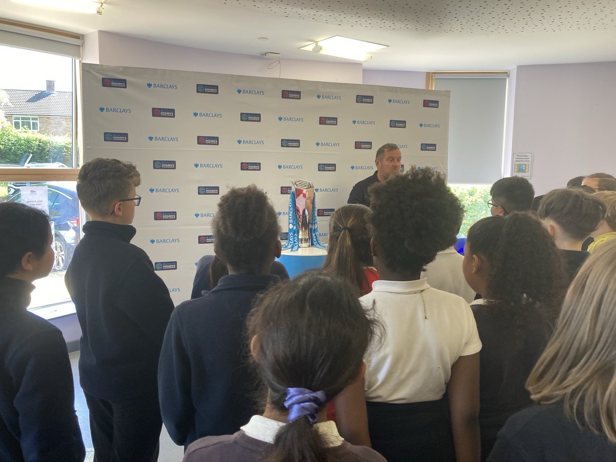 WoodFarmSchool's tweet photo. Very excited to welcome the Women’s Super League trophy to our school today! ⁦@BarclaysWSL⁩ #barclaysWSL https://t.co/ulBl9shKEa