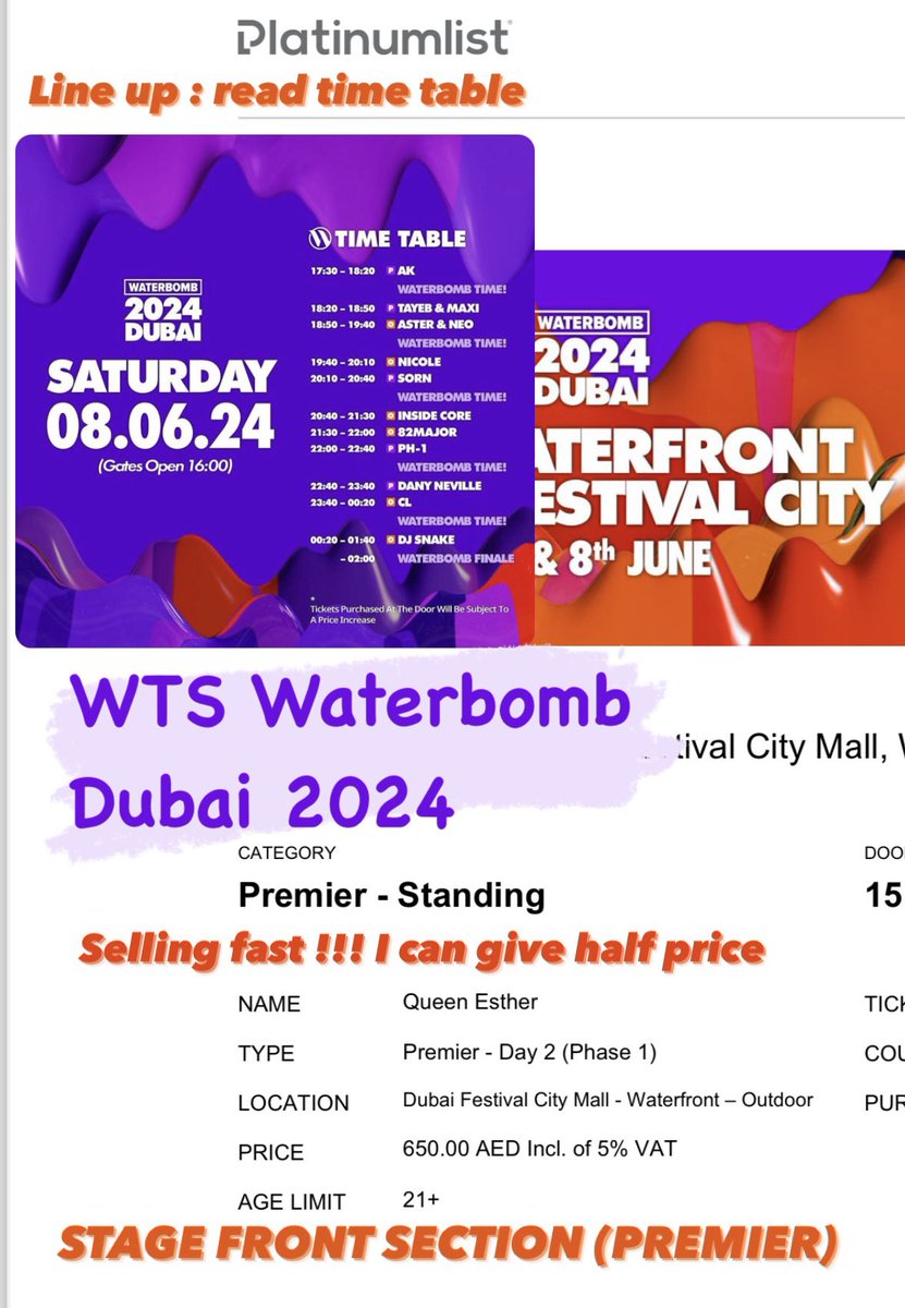 helloshizukaa's tweet photo. WTS Waterbomb ticket !!! If you want and can’t send dm here, please check and dm on ig, kindly check my bio to see ig #waterbombfestival #waterbombdubai https://t.co/sTNceGEJM9