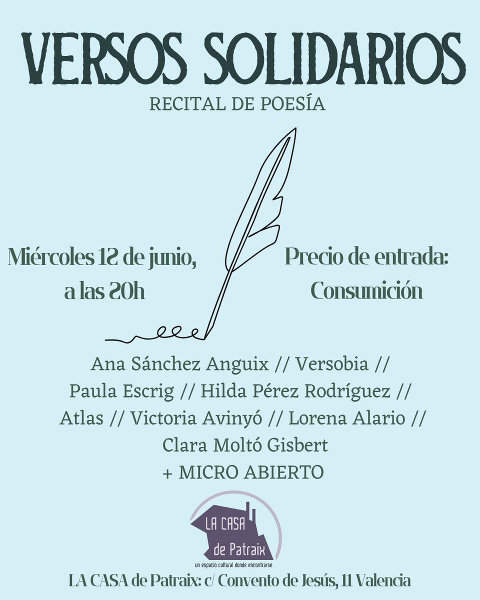 solcmescribe's tweet photo. Si la precariedad y la enfermedad nos aíslan, volvemos a responder juntas ✊🏻

La compañera de Galiza @xladylazarus es enferma crónica sin recursos para pagar las pruebas y tratamientos que necesita.

Organizamos VERSOS SOLIDARIOS con 8 poetas y micro abierto en València.

Hilo 🧵 https://t.co/Pvcux2iXkO