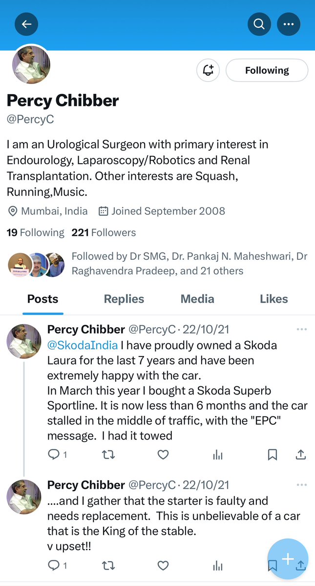 Dr. Khizar Raoof (@khizzy147) on Twitter photo Very poor breakdown service from <a href="/SkodaIndia/">Škoda India</a> should've listened to <a href="/PercyC/">Percy Chibber</a> sir. Can't believe the superb has a parent like Skoda. And I didn't learn from my seniors mistakes. Same problem 5 years later. Very poor breakdown service from <a href="/SkodaIndia/">Škoda India</a> should've listened to <a href="/PercyC/">Percy Chibber</a> sir. Can't believe the superb has a parent like Skoda. And I didn't learn from my seniors mistakes. Same problem 5 years later.