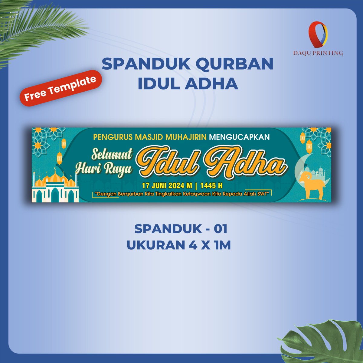 daquprinting's tweet photo. Spanduk Qurban / Idul Adha.

Dengan Spanduk ini, Anda dapat dengan Mudah menarik perhatian Orang orang untuk berpartisipasi dalam berqurban

PESAN SEKARANG : https://t.co/Hczyp8b0OG https://t.co/watw3xQgsl