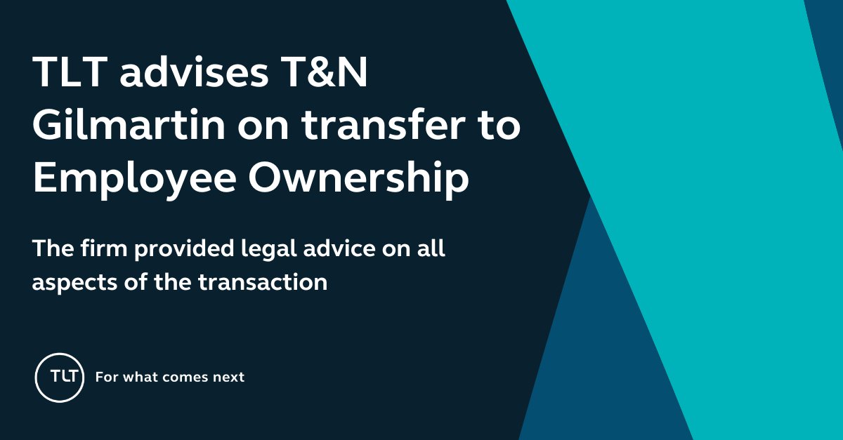 TLT LLP (@tlt_llp) on Twitter photo We've advised the third-generation family contracting firm T&N Gilmartin on the transfer of its entire shareholding to an Employee Ownership Trust (EOT), in a deal which will preserve the firmās ethos, maintain jobs in the area, and reward its employees. 
tlt.com/insights-and-e⦠We've advised the third-generation family contracting firm T&N Gilmartin on the transfer of its entire shareholding to an Employee Ownership Trust (EOT), in a deal which will preserve the firmās ethos, maintain jobs in the area, and reward its employees. 
tlt.com/insights-and-eā¦