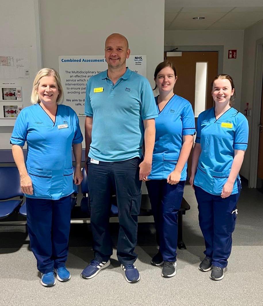 #DW2024 Paul our Clinical Lead Dietitian celebrating with some OT and Physio colleagues from the new AHP front door team (usually SLT too) Working together to improve discharge and flow at University Hospital Crosshouse <a href="/BDA_Dietitians/">British Dietetic Association</a> <a href="/LianneMcInally1/">Lianne McInally</a> <a href="/lkerrOTahp/">Lindsay Kerr</a> <a href="/Ariana_SLT/">Ariana Thompson</a>