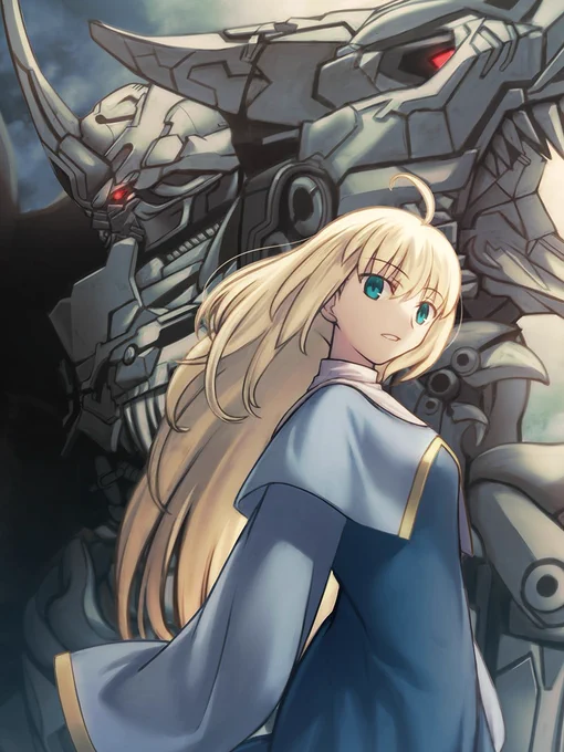 FGOとトランスフォーマーのクロスオーバーイラストのリクエストをいただきました。依頼主が執筆なさっているクロスオーバー小説に登場するオリジナルキャラクターと実写版のグリムロックがモチーフとなっています。 