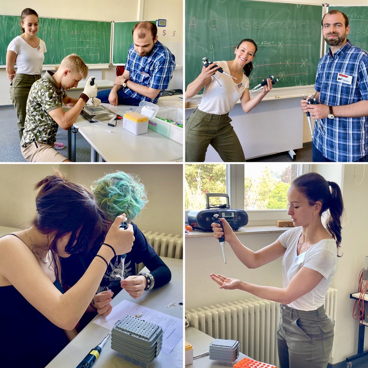 science2school's tweet photo. Science goes to Lößnitzgymnasium Radebeul #Dresden. Our Master of pipettes for today: Kristin 🇩🇪@nadlerlab  and Obada 🇸🇾@CoskunPLID
 @PLID_Info @tudresden_de @digsbb
@mpicbg @imprs_mpicbg https://t.co/LdBiv9KjEd