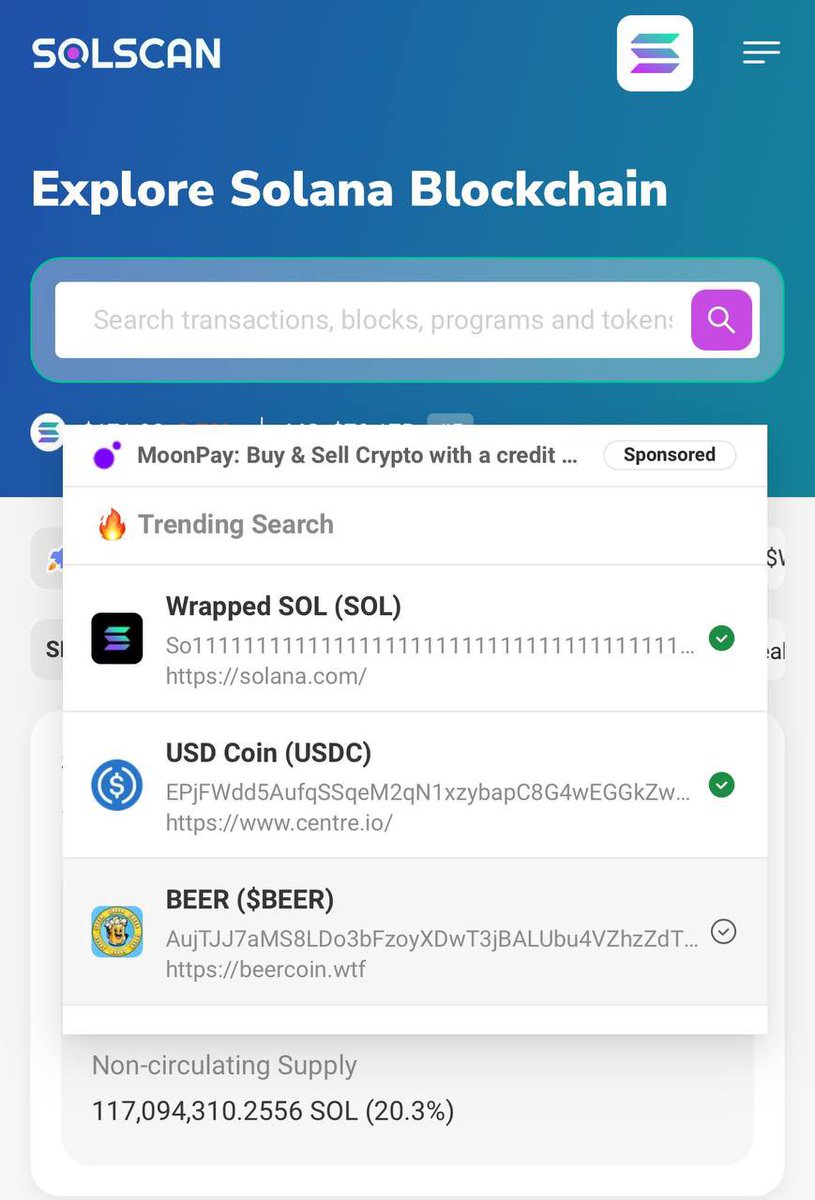 $BEER IS #3 MOST SEARCHED TOKEN ON <a href="/solscanofficial/">Solscan</a> 🔍

The whole Solana ecosystem is drunk now. We just have to make $SOL and $USDC drink some $BEER 🍻

Let’s make it to the 🔝