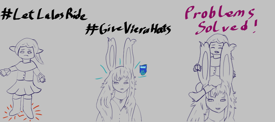 TiranDirth's tweet photo. @The_Ben_Starr @JesseCox @FF_XIV_EN #LetLalasRide
#GiveVieraHats https://t.co/bj2HS9NmoB