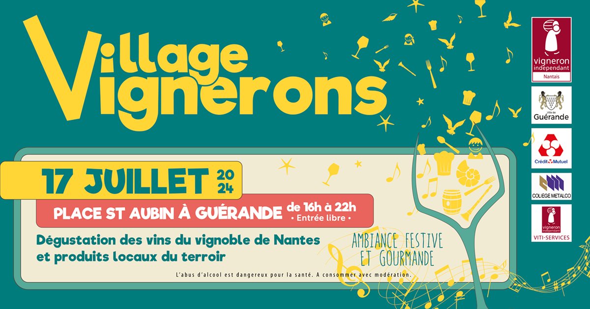 📢 Guérande, le mercredi 17 juillet 2024 de 16h à 22h, THE PLACE TO BE !
📜 Village de vignerons indépendants nantais avec animations pour petits et grands - Entrée libre.