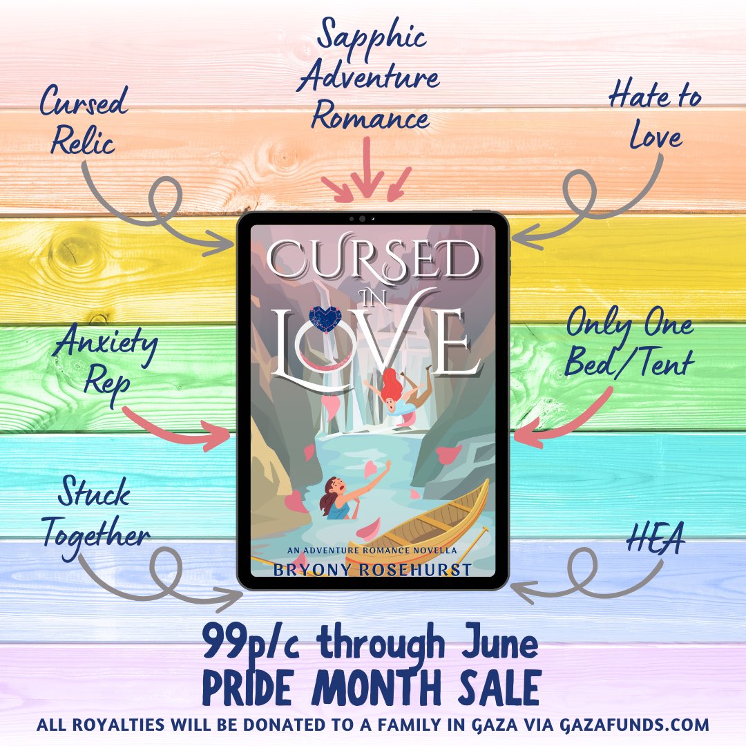RachelBowdler_'s tweet photo. Ready for an adventure this Pride Month? CURSED IN LOVE is just 99p/c!

🩷 sapphic adventure romance 
🩷 cursed relic
🩷 hate to love
🩷 MC with anxiety
🩷 only one bed/tent
🩷 stuck together
🩷 ROMANCING THE STONE x WITHOUT A PADDLE

https://t.co/0oTjEq0l3O https://t.co/PuMCkSbsK4