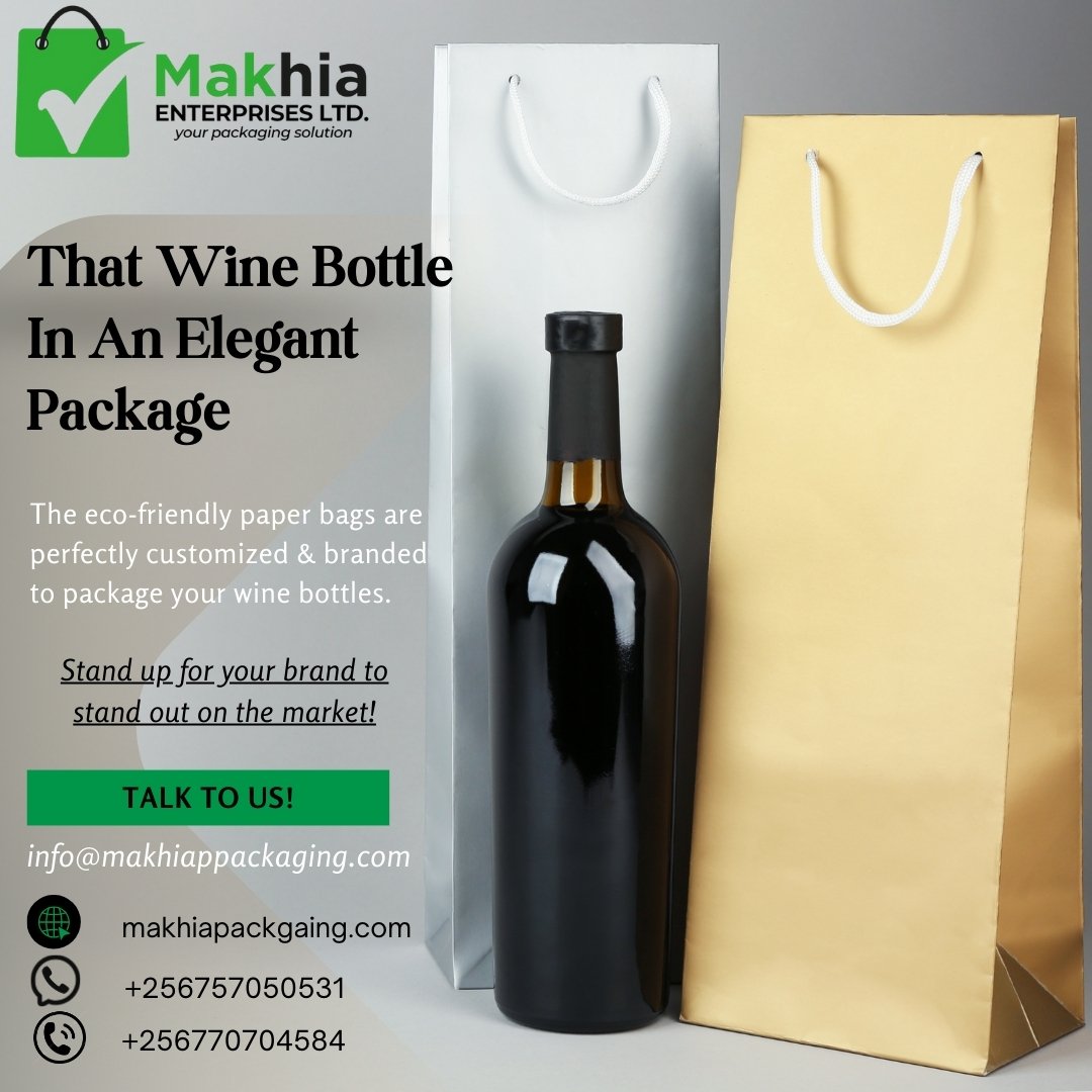 Makhiapackaging's tweet photo. Packaging those wine bottles in elegant paper bags is not only a legit thing but conserves the environment. We have amazing offers ☺️
#wine #winebag #packaging #uganda #tiktok #drink #drinkwine #legit #elegance #gogreen #ecofriendly #sdgs #environmentalsustainability https://t.co/1RDz9sO80j