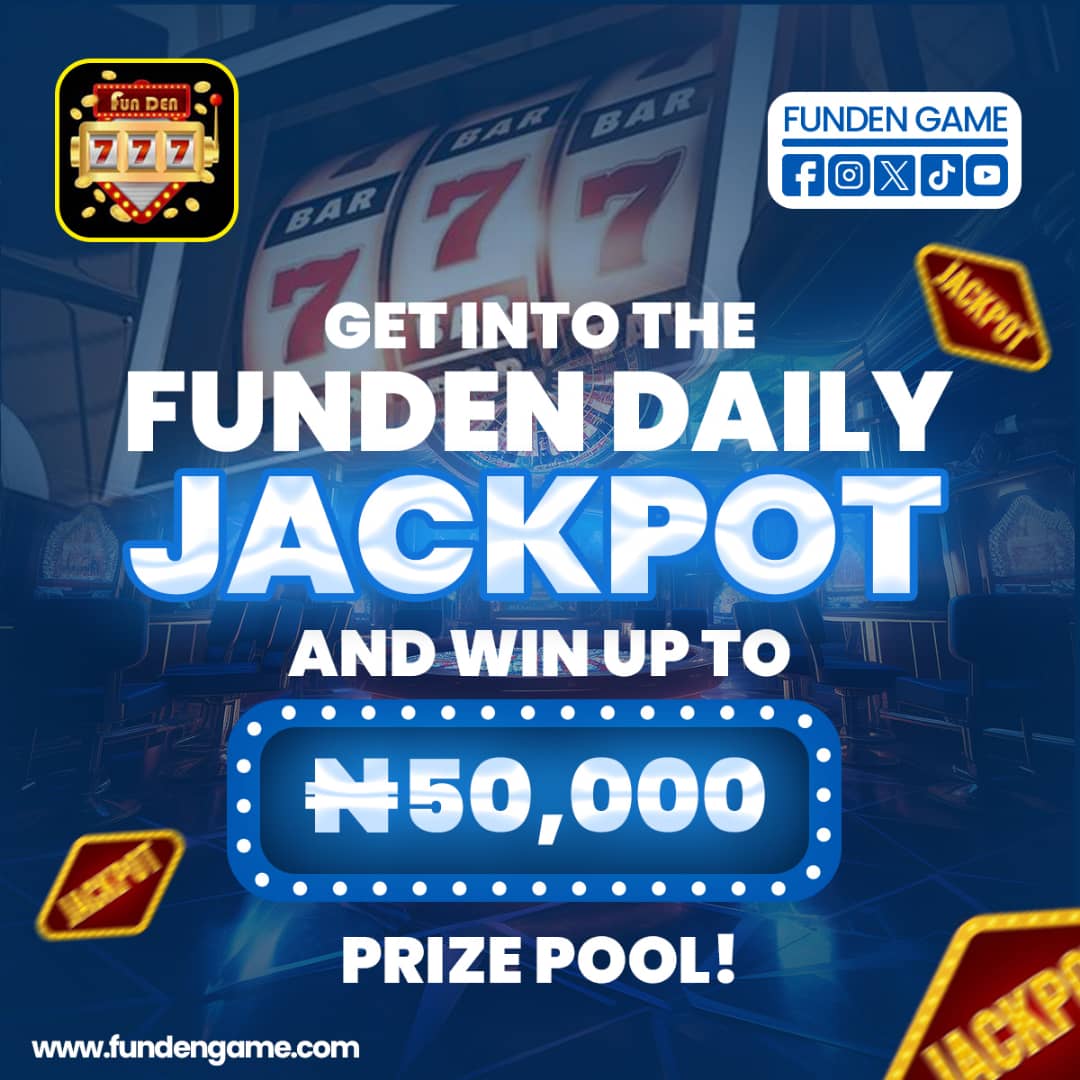 🎉Today could be your big win day! 💰

Stand a chance to win up to #50,000 in our Daily Jackpot! 🤑

Simply login to fundengame.com and spin Now!

#CasinoLife #Funden #Jackpot #DailyWin #Opay #Tapswap #BigWin