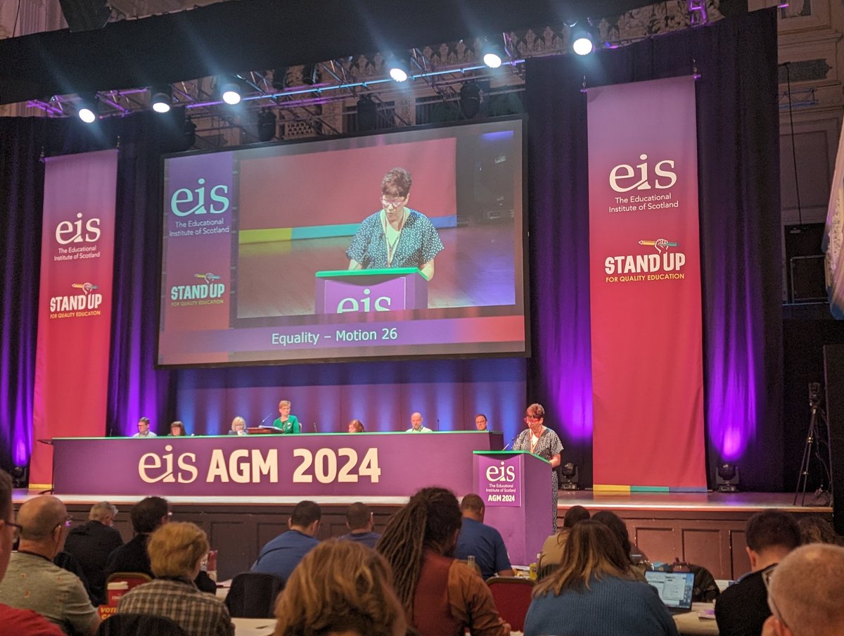 EISGlasLGBT's tweet photo. A heartening show of support for @EISUnion AGM Motion 26 (reaffirming support for trans rights) including several @EISGlasgow delegates speaking, after our comrades from @EdinburghEIS proposed and seconded. 

The motion passed unanimously! ✊🏻

#EISAGM24 https://t.co/sI3vZe3pKb