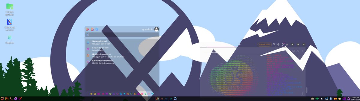 Mi primer #ViernesDeEscritorio #EscritorioGNULinux #ViernOS usando #MilagrOS y #CuerdOS #GNU #Linux 1.1. Este último, apenas empiezo a conocerlo y personalizarlo, pero es una genial Distro base Debian para todo tipo de uso y ordenador. Y se ve y siente de lujo. La recomiendo.
