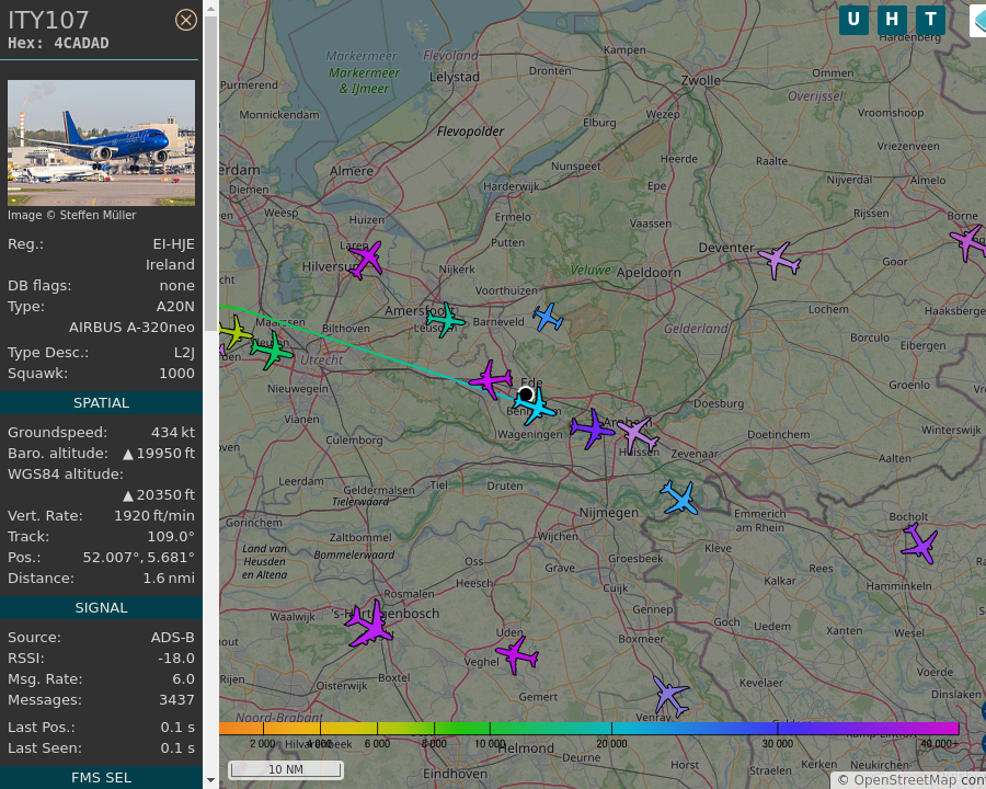 AboveEde's tweet photo. #ITY107 EI-HJE A320 272NSL Italia Trasporto Aereo AMS-FCO Amsterdam Airport Schiphol to Rome–Fiumicino International Airport: 0.9 mi away @ 19525 ft and 76.3° frm hrzn, heading E @ 481.8mi/h 10:35:27. #MovingQuickly #ADSB #dump1090 https://t.co/IkH0z3wg0H