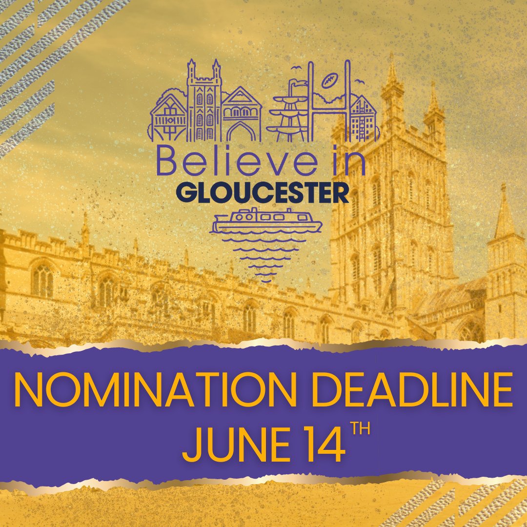 GloucesterBID's tweet photo. Do you have a favourite #Gloucester business, event or person that you feel deserves to be recognised?
There are only 7 days left to nominate them in our #BelieveInGloucester Awards this year.
Nominate today: https://t.co/7aXfRWjhVg https://t.co/Z2jQGui2mt
