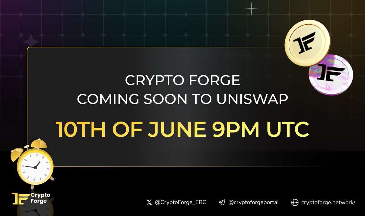 CryptoForge_ERC's tweet photo. Welcome to Crypto Forge, a platform that helps you launch smart contracts on multiple blockchains. 

Get ready for the launch of our native token $CFG on Uniswap!

Tg: https://t.co/bUX8KqlWOB
Docs: https://t.co/TMMKMTn0KU
🌐: https://t.co/e3MZDWXspg https://t.co/f6oVMIxX4J