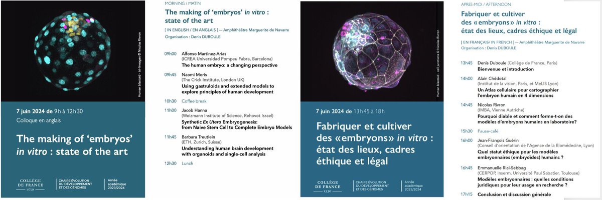 Great line up of speakers talking about the making of the embryo <a href="/cdf1530/">Collège de France</a>