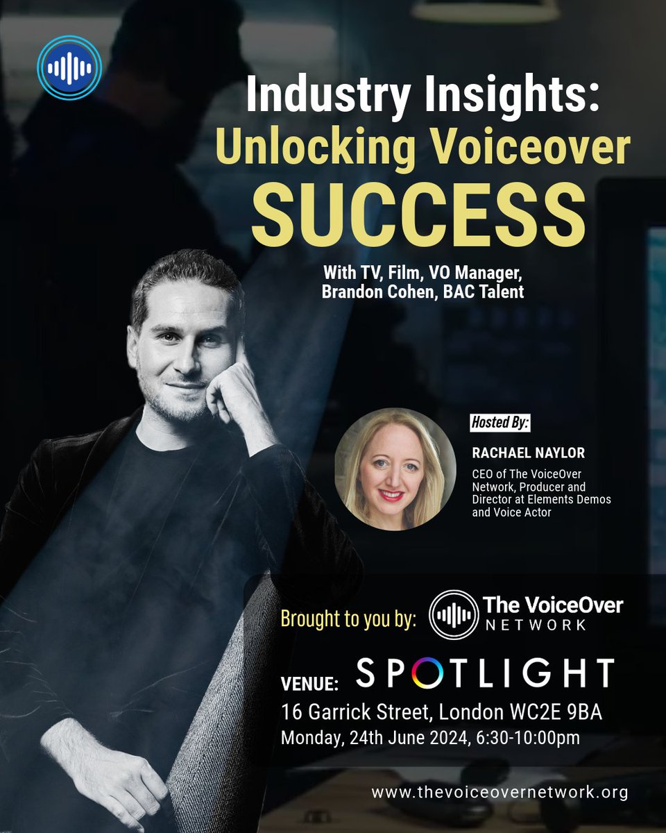 NetworkVO's tweet photo. 🌟 Brandon Cohen has propelled his clients to stardom in blockbuster movies and iconic TV shows.
Don’t miss your chance to learn from one of the best in the business and elevate your voiceover career! 🎬🎙️
#VoiceOver #VO #Networking #TalentManagement #BrandonCohen #BACtalent https://t.co/Jn1PLtpaBU