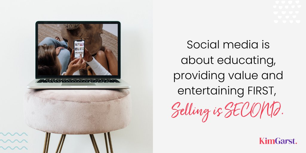 kimgarst's tweet photo. Successful social media marketing is built on relationships. So always, always, educate, provide value and entertain FIRST. Selling should always come second. Remember...SERVE, don't sell. #SMTips https://t.co/77sQVJG9rx
