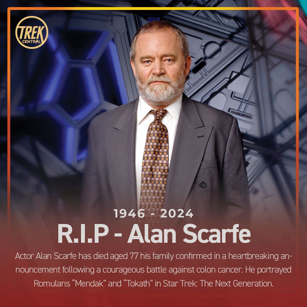 TheTrekCentral's tweet image. 🤎 RIP Alan Scarfe - #StarTrek Actor Passes Away Aged 77!

Known for his roles in Star Trek: The Next Generation and Voyager, Scarfe also starred in Lethal Weapon. His family confirmed he passed away at age 77.