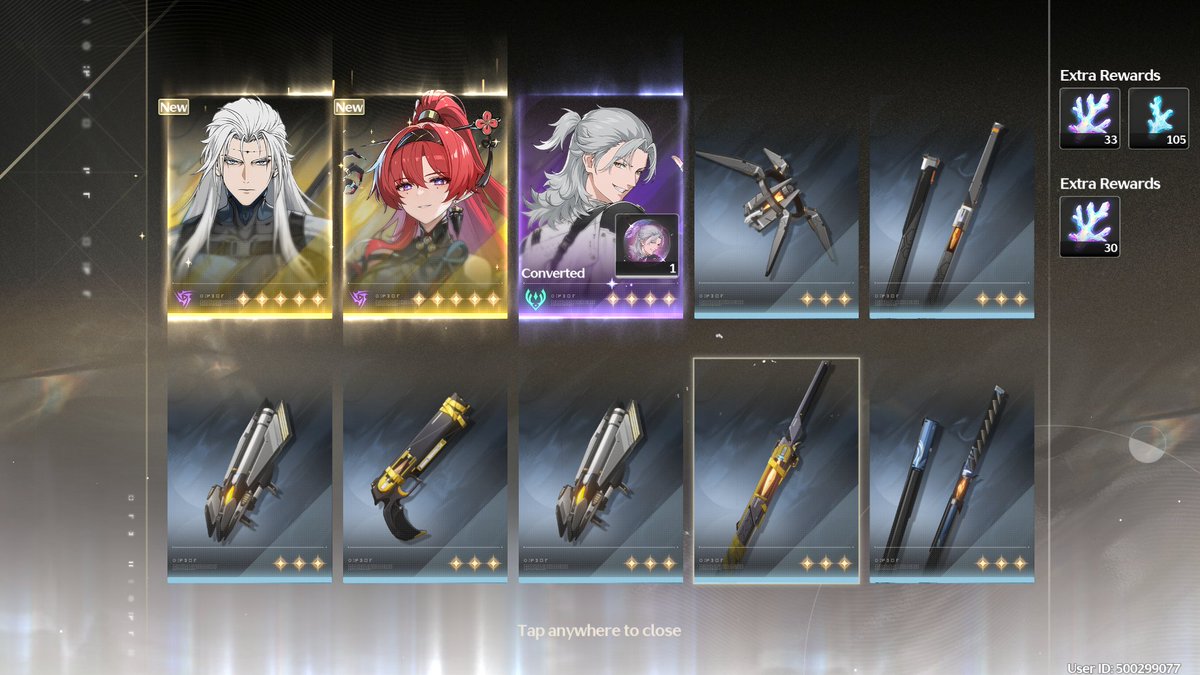Wizarde_'s tweet image. Got this in WuWa recently. Definitely my best 10 pull in anything yet. Now I just have to hope I get this type of luck for Firefly.