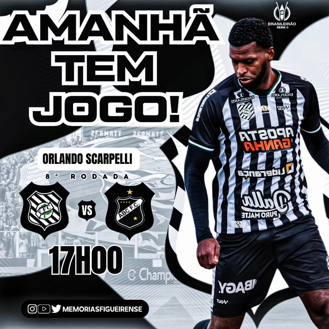 CanalFigueiraco's tweet photo. AMANHÃ TEM JOGO DO FIGUEIRA!
Pela 8ª rodada do Campeonato Brasileiro da série C, o Figueirense vai enfrentar o Abc-RN, no Estádio Orlando Scarpelli, às 17h00.
Pra cima, Figueira!🚀🌪
#FIGXABC
#Figueirense #MemoriasFigueirense #PartiuScarpelli https://t.co/6qfaGz2HtN
