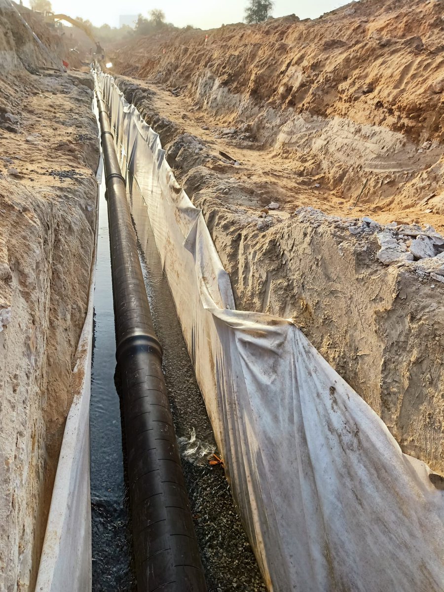 Presenting  the project we completed involving the relocation of the current storm  water network in Alwathba. The endeavor comprised excavating and  constructing new storm water manholes, installing perforated pipes  encased in aggregate, and eliminating obsolete manholes.