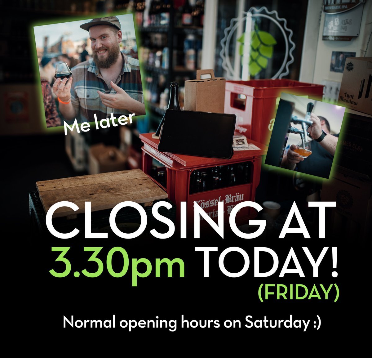Happy Friday!

Just a little heads up, I will be closing the shop early today at 𝟯.𝟯𝟬 𝗣𝗠 so I can get up to Brizzle for the BCBF.
Opening hours are back to normal for tomorrow (Saturday), and 𝗪𝗶𝗹𝗹 is back to help you lovely folks out.

Cheers all! 🍻🍻🍻