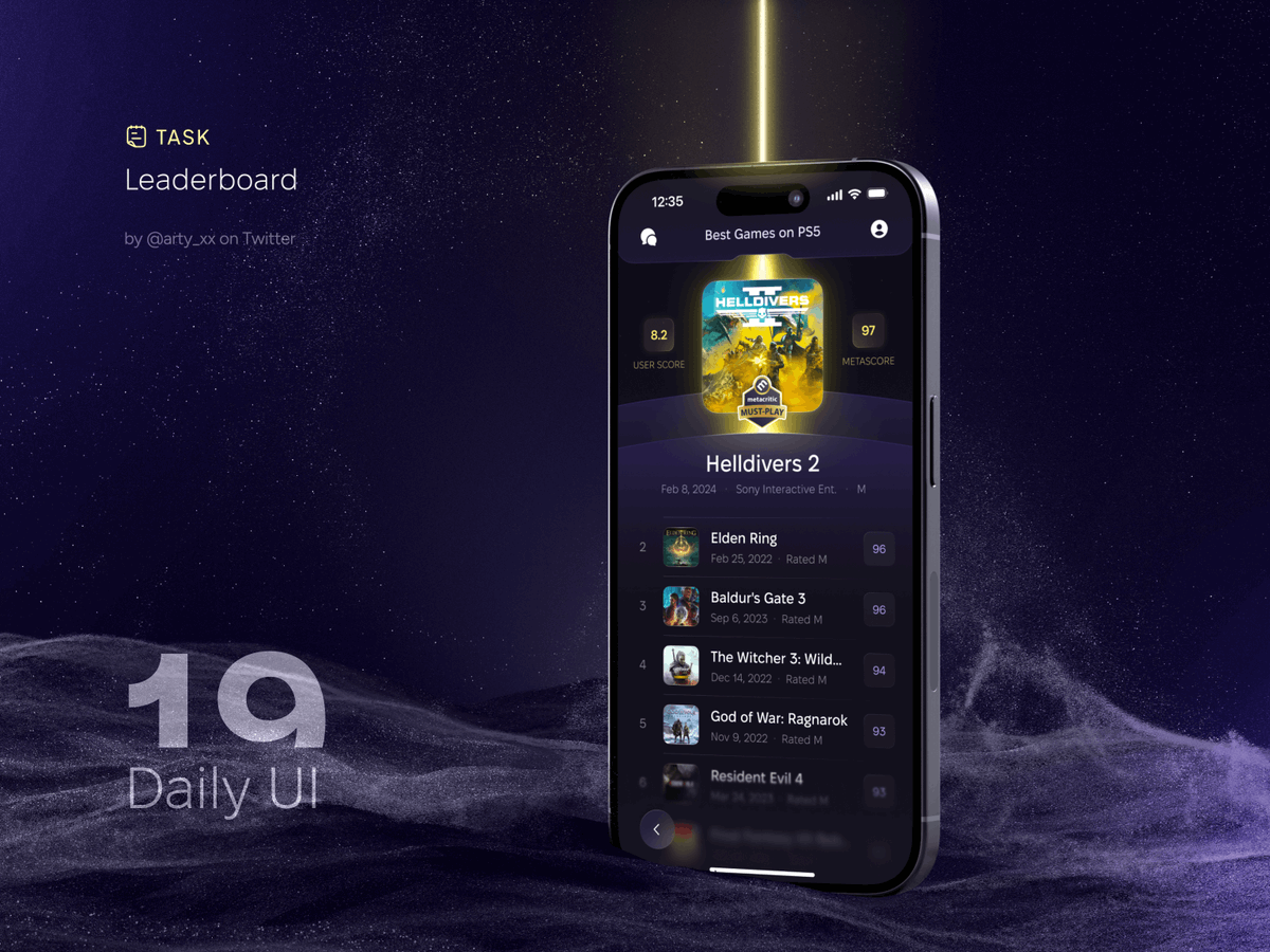 arty_xx's tweet photo. Just finished ironing out the last details of my #dailyUI Day 19 task. The top game? Helldivers 2. Not claiming it's the best game ever, but I haven't been this hooked on multiplayer for a long time.
How about you? Do you play video games?
#vDesigns #builtinpublic https://t.co/Nkh4Kisuvd