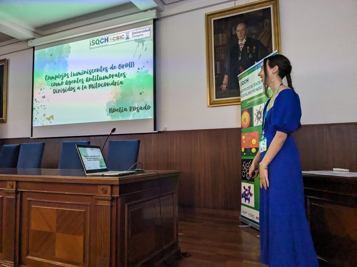 ISQCH (CSIC-UNIZAR) (@isqch) on Twitter photo Noelia Rosado <a href="/NRosado_/">Noelia Rosado</a> starts off the second session of the symposium showing us her results on luminescent gold(I) complexes as antitumoral agents
<a href="/CSIC/">CSIC</a> <a href="/DPE_CSIC/">Postgrado CSIC</a> <a href="/unizar/">Universidad Zaragoza</a> <a href="/EscuelaUz/">Escuela de Doctorado UZ</a> <a href="/Ciencias_Unizar/">Ciencias_Unizar</a> <a href="/AragonCsic/">CSIC Aragón</a> #IIISimposioISQCH Noelia Rosado <a href="/NRosado_/">Noelia Rosado</a> starts off the second session of the symposium showing us her results on luminescent gold(I) complexes as antitumoral agents
<a href="/CSIC/">CSIC</a> <a href="/DPE_CSIC/">Postgrado CSIC</a> <a href="/unizar/">Universidad Zaragoza</a> <a href="/EscuelaUz/">Escuela de Doctorado UZ</a> <a href="/Ciencias_Unizar/">Ciencias_Unizar</a> <a href="/AragonCsic/">CSIC Aragón</a> #IIISimposioISQCH