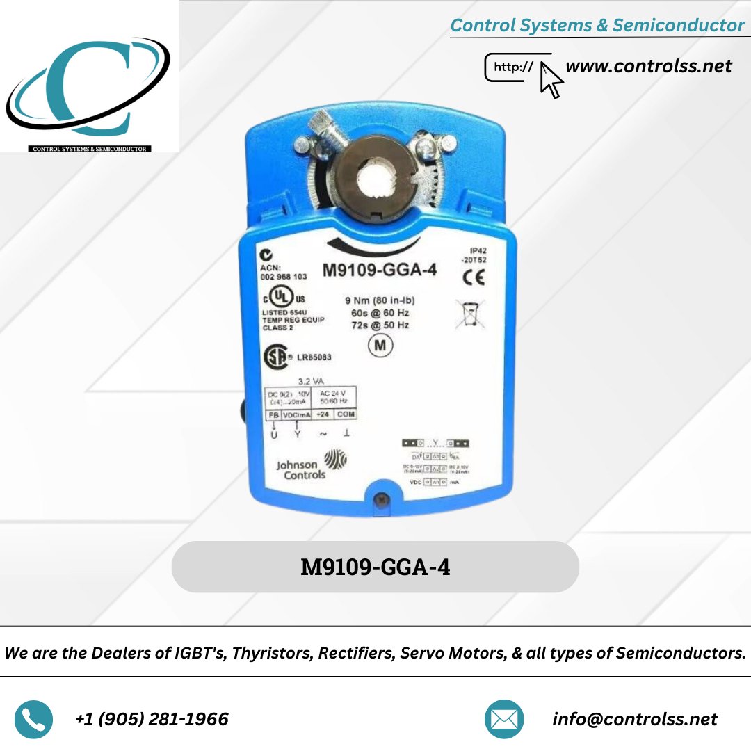 controlss_net's tweet photo. Product - M9109-GGA-4
Description - Johnson controls M9109-GGA-4 24V AC/DC Proportional Electric Actuator Module.

Buying Link  - https://t.co/n9G19YIGPu

#controlsystemsandsemiconductor #controlss #M9109-GGA-4 #Johnsoncontrols #Actuator #modules #industrialautomation https://t.co/wKKSDXcI9u