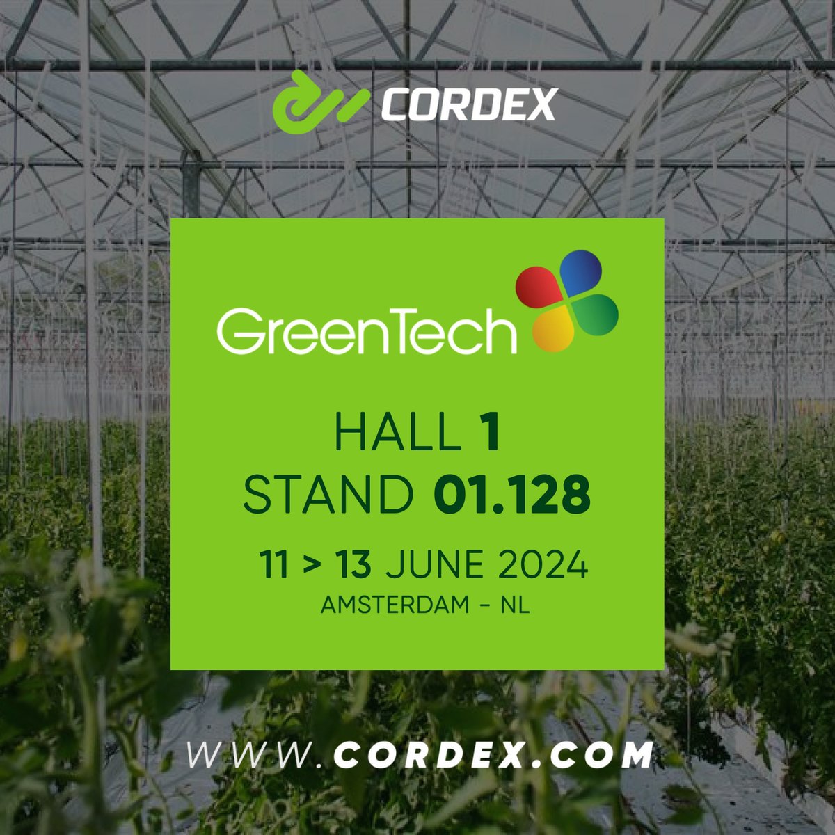 cordexofficial's tweet image. Countdown to GreenTech 2024!

From June 11 to 13, Cordex will be exhibiting in another edition of GreenTech, Amsterdam.📷
We invite you to visit us at Hall 1 Stand 01.128. 📷

#Cordex #GreenTech #GreenTech2024 #WithCordex #Horticulture #One4all #partofthefamily