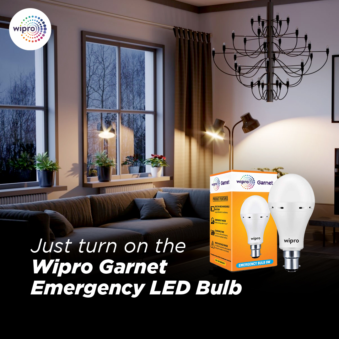 WiproLED's tweet image. The Wipro Garnet Emergency LED Bulbs light up automatically, making homes ready to power through power cuts. Get it at the link in bio.

#wipro #wiprolights #LedBulb #powercut