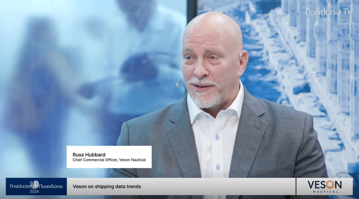 vesonnautical's tweet photo. Russ Hubbard, our Chief Commercial Officer, sat down with Tradewinds during Posidonia to discuss "Context beyond the contract". Watch the full interview here: https://t.co/Cos94rTn7e

#Posidonia2024 #Posidonia #PosidoniaTV #ShippingData #IndustryContext #DataAnalytics https://t.co/mgmC3ujbDk