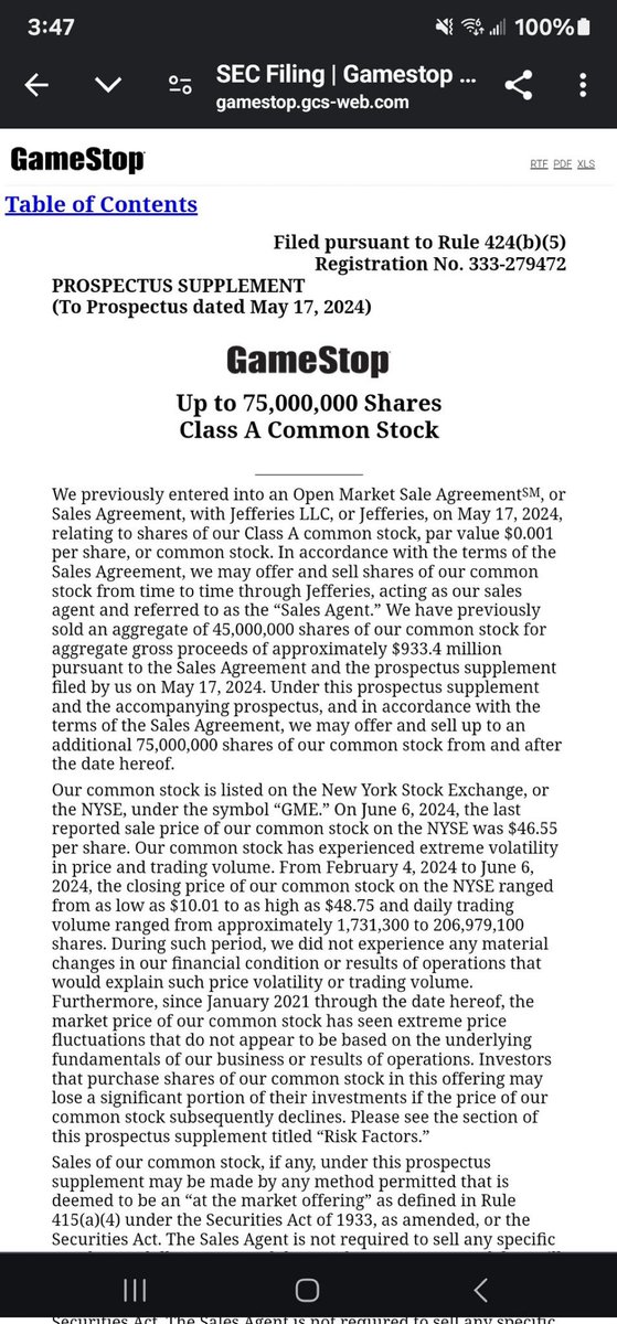 TheWhiz21's tweet image. Well played $GME 👏 to release offering and earnings news into this bullish run - 75 mil dilution 💩 #stockoffering