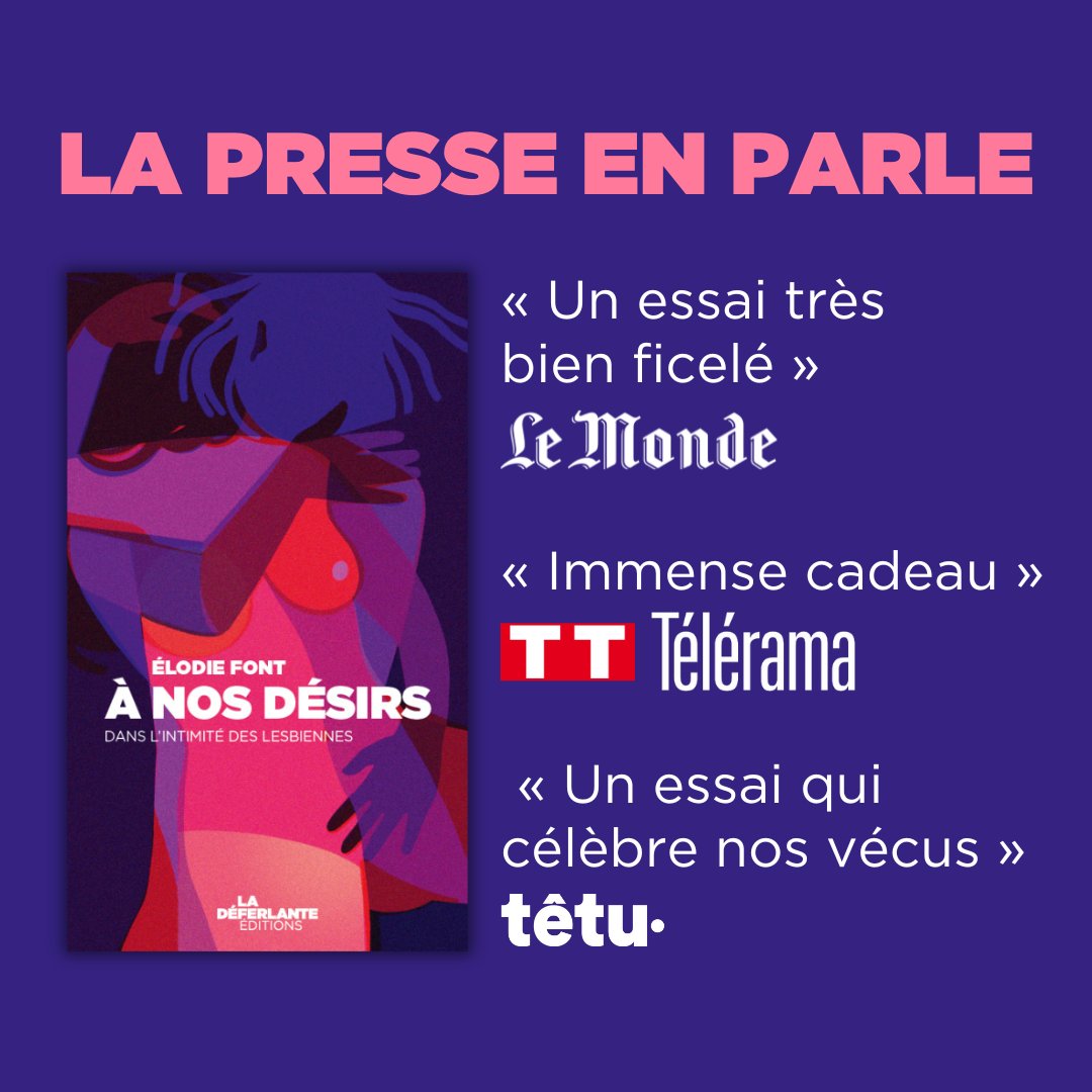 La Déferlante (@deferlanterevue) on Twitter photo Une semaine que le livre d'<a href="/ELOFONT/">Elodie Font</a> est en libraire ! Merci pour cet accueil 🥹 revueladeferlante.fr/a-nos-desirs/ Une semaine que le livre d'<a href="/ELOFONT/">Elodie Font</a> est en libraire ! Merci pour cet accueil 🥹 revueladeferlante.fr/a-nos-desirs/