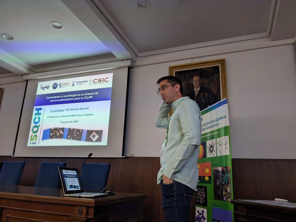 ISQCH (CSIC-UNIZAR) (@isqch) on Twitter photo Presenting now is Alejandro Leal-Duaso talking about morphology control in the synthesis of electrocatalysts
<a href="/CSIC/">CSIC</a> <a href="/DPE_CSIC/">Postgrado CSIC</a> <a href="/unizar/">Universidad Zaragoza</a> <a href="/EscuelaUz/">Escuela de Doctorado UZ</a> <a href="/Ciencias_Unizar/">Ciencias_Unizar</a> @AragonCsic #IIISimposioISQCH Presenting now is Alejandro Leal-Duaso talking about morphology control in the synthesis of electrocatalysts
<a href="/CSIC/">CSIC</a> <a href="/DPE_CSIC/">Postgrado CSIC</a> <a href="/unizar/">Universidad Zaragoza</a> <a href="/EscuelaUz/">Escuela de Doctorado UZ</a> <a href="/Ciencias_Unizar/">Ciencias_Unizar</a> @AragonCsic #IIISimposioISQCH