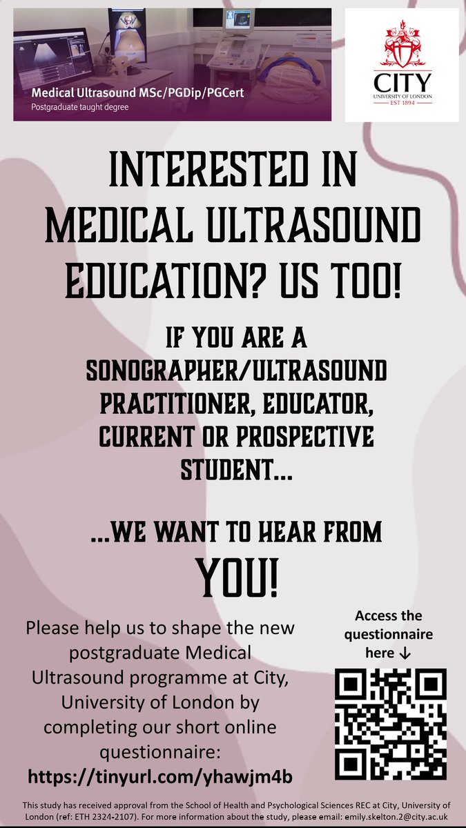 Emily Skelton (@emily_s_skelton) on Twitter photo ✨ New MSc Medical Ultrasound programme launching <a href="/CityUniLondon/">Anna</a> in September 2025 ✨
Please help us to develop the programme by sharing your thoughts on the future of Medical Ultrasound education:
➡️ tinyurl.com/yhawjm4b
#LoveUltrasound
<a href="/MrCOSullivan/">Chris O'Sullivan 💙</a> <a href="/UltrasoundPG/">Gill Harrison PFHEA (she/her)</a> ✨ New MSc Medical Ultrasound programme launching <a href="/CityUniLondon/">Anna</a> in September 2025 ✨
Please help us to develop the programme by sharing your thoughts on the future of Medical Ultrasound education:
➡️ tinyurl.com/yhawjm4b
#LoveUltrasound
<a href="/MrCOSullivan/">Chris O'Sullivan 💙</a> <a href="/UltrasoundPG/">Gill Harrison PFHEA (she/her)</a>
