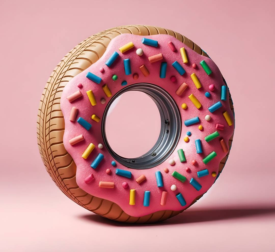 INBMV's tweet photo. Today is National Donut Day! No better time to check your spare tire! Remember: Your spare tire is meant to be used in the event of an emergency to get you somewhere safe. #inbmv #sparetire #donutday #gettheresafely https://t.co/2GCWm87K5t