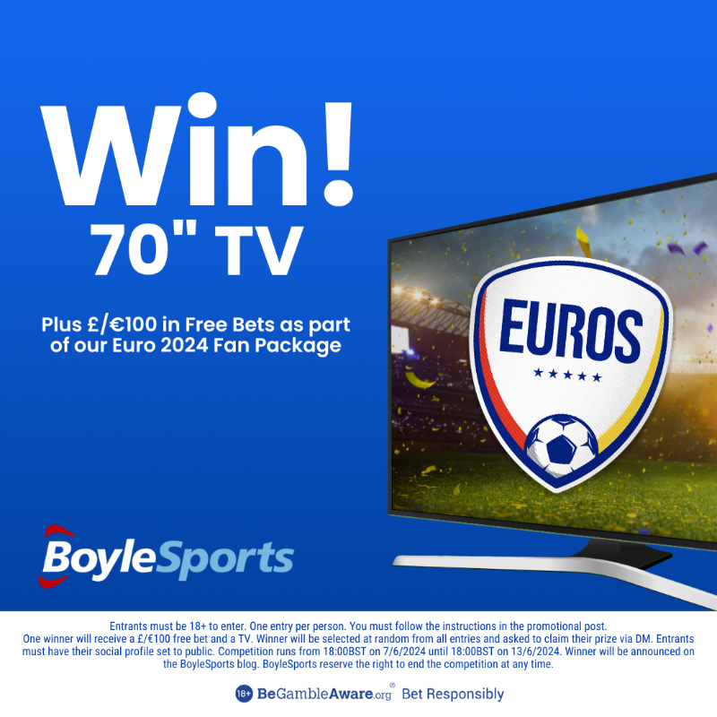 BoyleSports's tweet photo. ⚽ Celebrate Euro 2024 early with a brand new TV ahead of the tournament.

To enter:
✅ Follow @BoyleSports
🔁 RT this post
💬 Comment #CelebrateEarly below

🔞 T&amp;Cs apply

#EURO2024