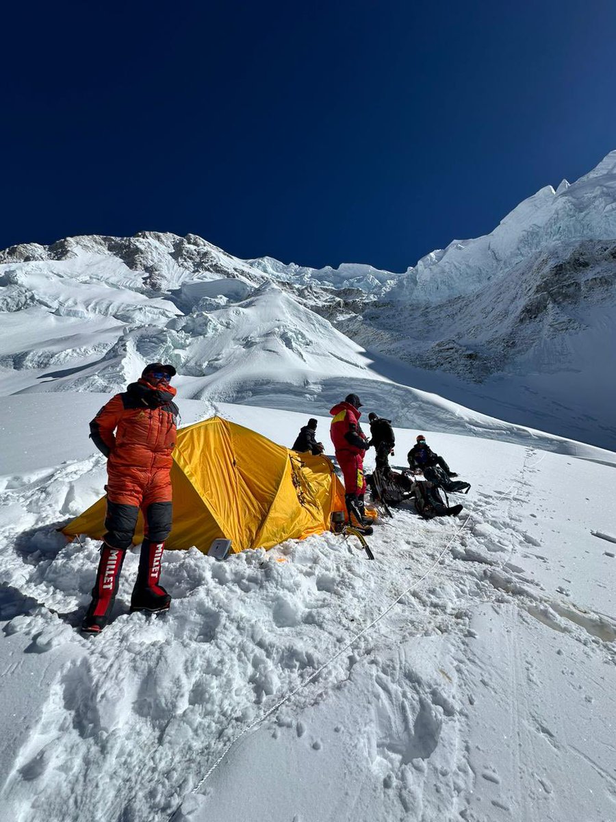 sst8848's tweet photo. HISTORIC ACHIEVEMENT ON CHO OYU (8188M) NEPAL SIDE (SST- NEPAL ROUTE) 🇳🇵
French climber Alasdair McKenzie, alongside a team of veteran Nepalese Sherpas, has made history by achieving the summit of Cho Oyu on 7 June, 2024, via the formidable Nepal side.
Alasdair McKenzie, partnering in his climb with Gelje, Tenging Gyaljen and other Sherpas, stood atop the world's 6th-highest mountain at a height of 8,188 meters above sea level at 8:35 PM (Nepal Time) via the S-SW Ridge (SST-Nepal Route), said Mingma Sherpa (Chairman of SST), who is handling the entire expedition movement from the basecamp of Cho Oyu.
 “McKenzie, Tenging Gyaljen, Gelje and some others Sherpas reached the summit. The team started at 2 AM (approx.) from Camp IV, and after a continuous effort of over 17 hours, they made it to the top” – Mingma added.  This remarkable achievement was the result of a meticulously planned expedition that started in March and commenced in the first week of May from Lukla.
Despite being summited for the first time in 1954 by Dr. Herbert Tichy, Sepp Joechler, and Pasang Dawa Sherpa, the standard climbing route lies in Tibet. Cho Oyu's Nepal side is known for its steep, vertical walls rising thousands of meters, making it one of the greatest present time challenges. The face of the mountain from the Nepal side had not witnessed a successful climb since 2009 (by Denis Urubko and Boris Dedeshko – Route: South Face), despite numerous attempts, highlighting the difficulty involved.

The expedition faced numerous challenges along the way. By May 30, McKenzie and the Sherpa team, including Mingtemba Sherpa, had fixed ropes up to 7625m but were forced to return to the base camp due to a shortage of ropes. On June 4, with all preparations in place, the team set off on their final summit push from the base camp.

👏 The successful summit has accomplished by our victorious team:
•          Alasdair McKenzie (France) – Completed his 13th 8000er.
•          Gelje Sherpa (Nepal) – Leading the Fixing Team
•          Chhangba Sherpa (Nepal)
•          Tenging Gyaljen Sherpa (Nepal) – Leading the Fixing Team
•          Lakpa Temba Sherpa (Nepal)
•          Lakpa Tenji Sherpa (Nepal)
•          Ngima Ongda Sherpa (Nepal)
The team's dedication and hard work, along with the exceptional logistics and management provided by Seven Summit Treks were crucial in overcoming the formidable challenges posed by Cho Oyu’s Nepal side. The Sherpas, the team members, the leader, and the climbing strategy deserve commendable praise for this achievement.

Expedition ground handling and leadership by Mingma Sherpa 🇳🇵 
 This expedition was also executed under the careful preparation and supervision of Mingma Sherpa, which is a phenomenal factor that led to this historic achievement mountaineering achievement and logistical expertise, drawing from a wealth of experience in arranging successful ascents on the world's highest peaks. As the first South Asian to climb all 14 mountains above 8,000 meters, Mingma's unparalleled mastery of high-altitude logistics, climbing strategy, and profound understanding of mountains is second to none.
 
A New Era in Nepali Mountaineering
This historic ascent not only marks a significant milestone in the mountaineering world but also opens up new opportunities for climbers from Nepal as well as around the globe aspiring to climb from the Nepalese side. With this success, Cho Oyu is now more accessible from Nepal, heralding a new era in the Nepali mountaineering, and inspiring future expeditions to tackle its challenging routes.
Seven Summit Treks, the organiser of this expedition, takes immense pride in this achievement, and extends gratitude to all the climbers, past and present, who have contributed to this historic moment.

Massive congratulations team and we wish you a safe descent and hope to warmly receive you back here. 👏 

#sst #sevensummittreks #8000er #8000m #mountaineering #mountains #alpinism #himalayas #nepal #sherpa
