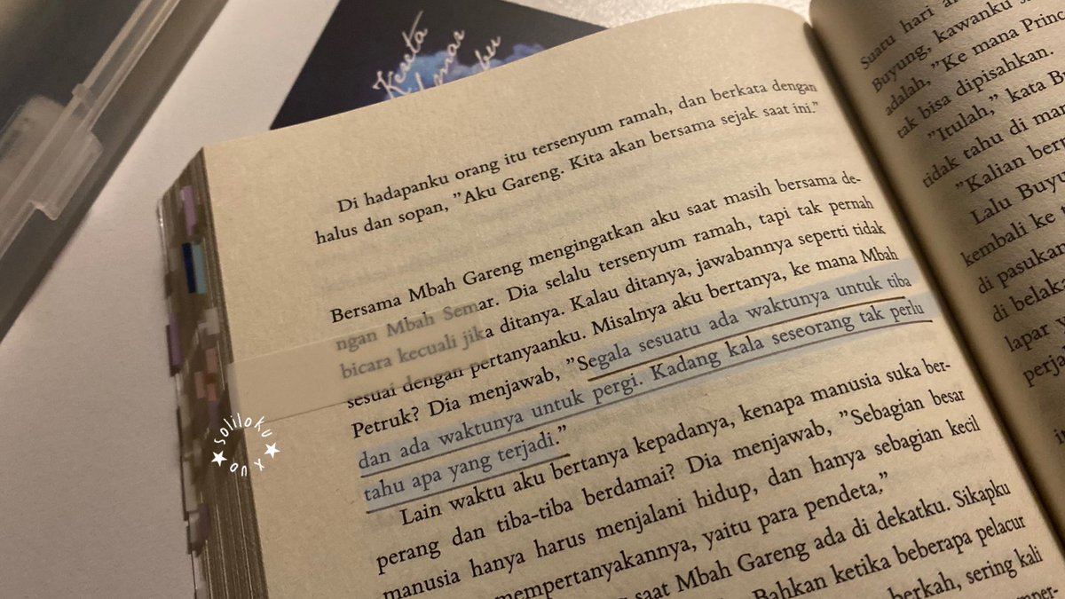 soliloku's tweet photo. "Segala sesuatu ada waktunya untuk tiba dan ada waktunya untuk pergi. Kadang kala seseorang tak perlu tahu apa yang terjadi."

Sebagai pengingat untuk gak selalu mempertanyakan sesuatu yang tiba-tiba nggak ada atau menjauh. 🥲 https://t.co/I7DukYKylB